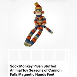 Striped Sock Monkey Plush Toy